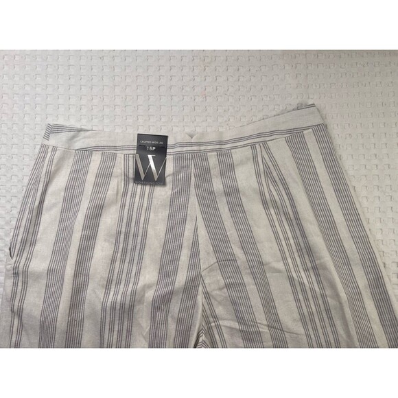 Worthington Women's Cropped Wide Leg Striped Pants Pleated Size 16P Linen Blend - Picture 10 of 13
